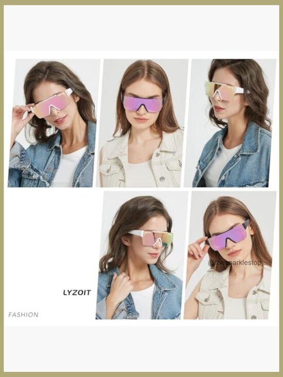 Square Flat Top Shield Sunglasses UV400 Mirrored Polycarbonate Lenses main image 4